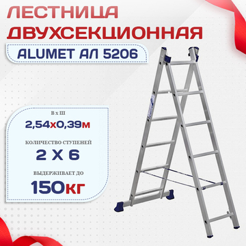 Лестница двухсекционная Alumet Ал 5206 - stroymarket66.ru - Краснодар