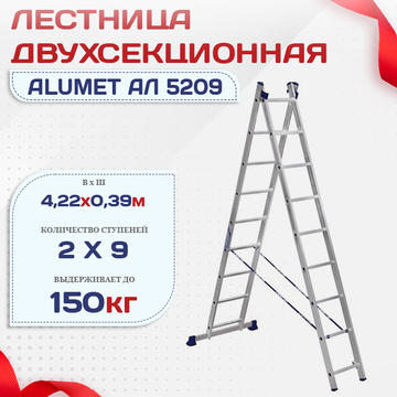 Лестница двухсекционная Alumet Ал 5209 - stroymarket66.ru - Краснодар