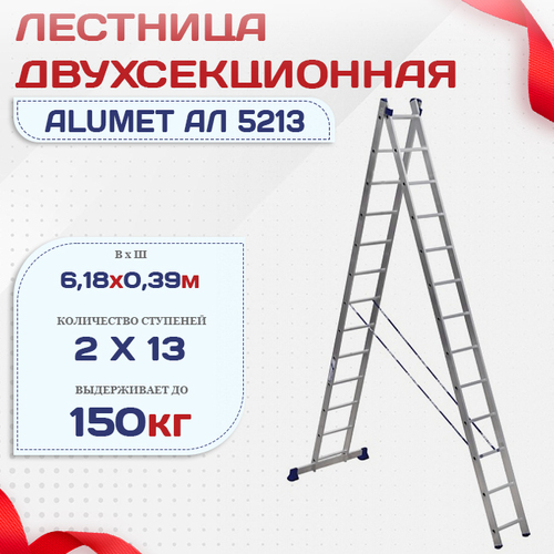 Лестница двухсекционная Alumet Ал 5213 - stroymarket66.ru - Краснодар
